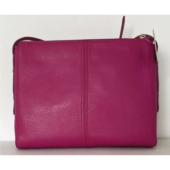 New Fossil Jenna Top Zip Crossbody handbag Like Style Leather Berry - Picture 4 of 7